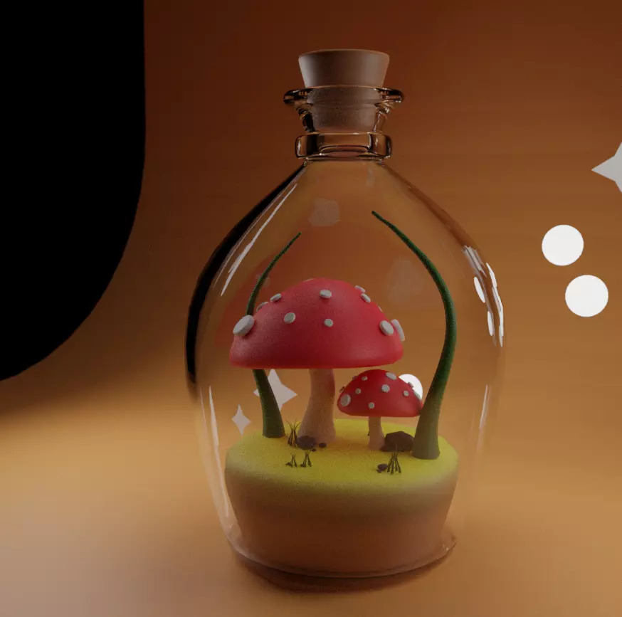 Glass mushroom bottle 3D model_0