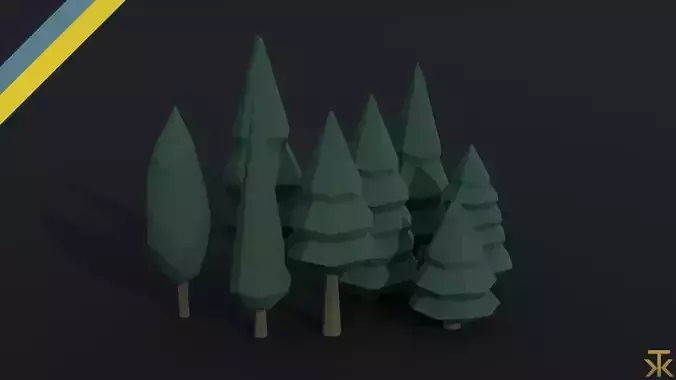 Cartoon conifers tree Polygonal Style