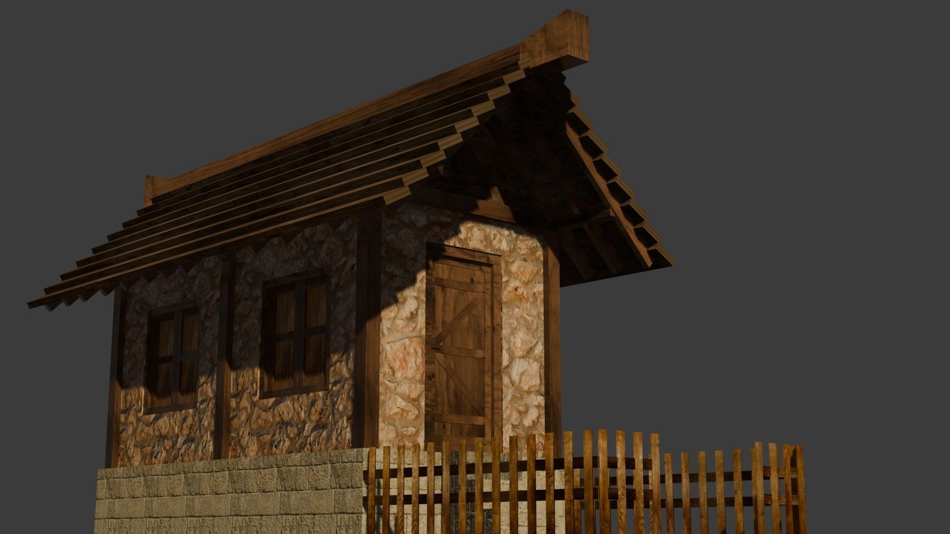 Medieval House 15 Free low-poly 3D model_11