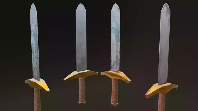 Low-poly Game-ready Sword with Rusty Texture