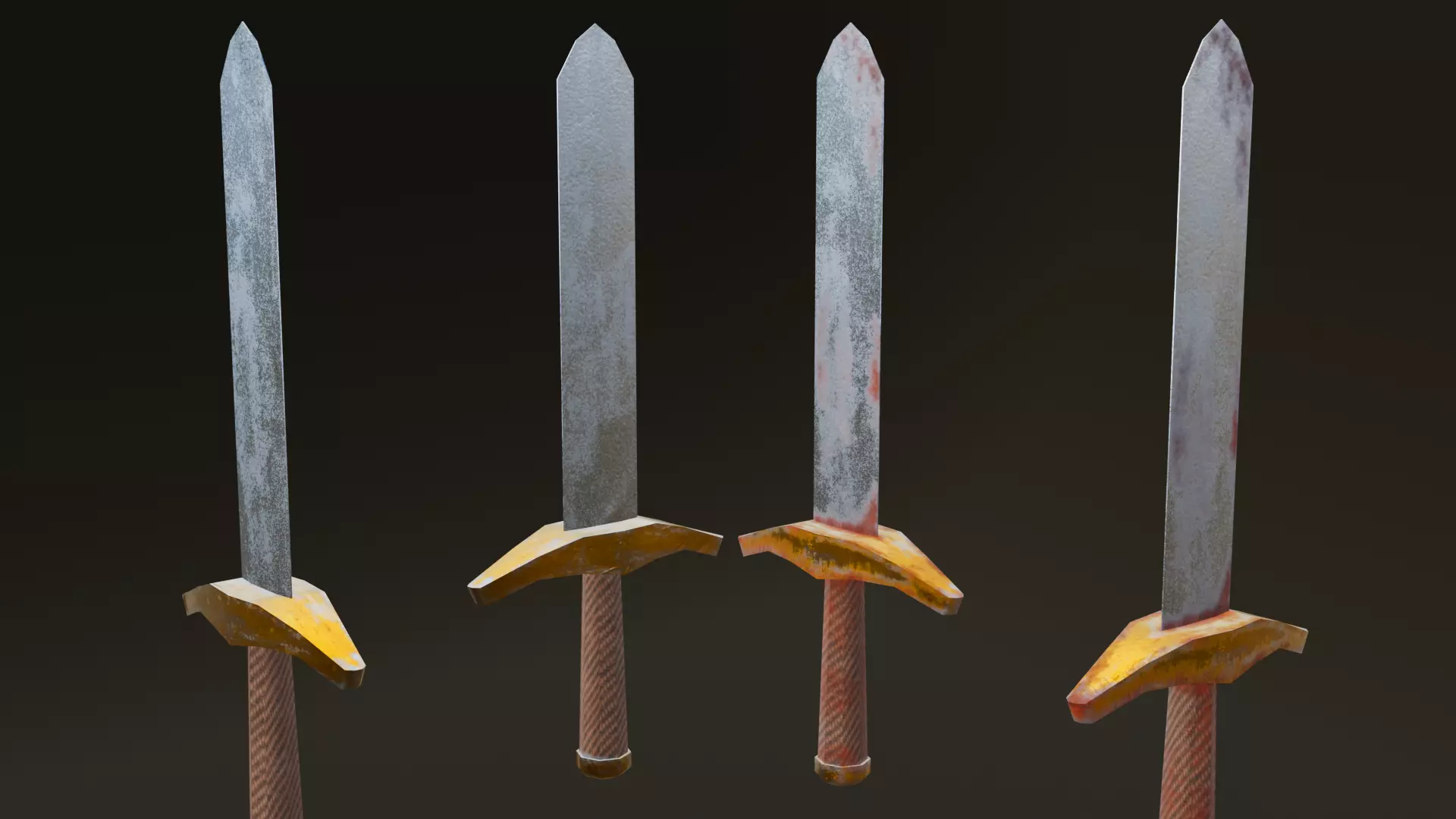 Low-poly Game-ready Sword with Rusty Texture Free low-poly 3D model_0