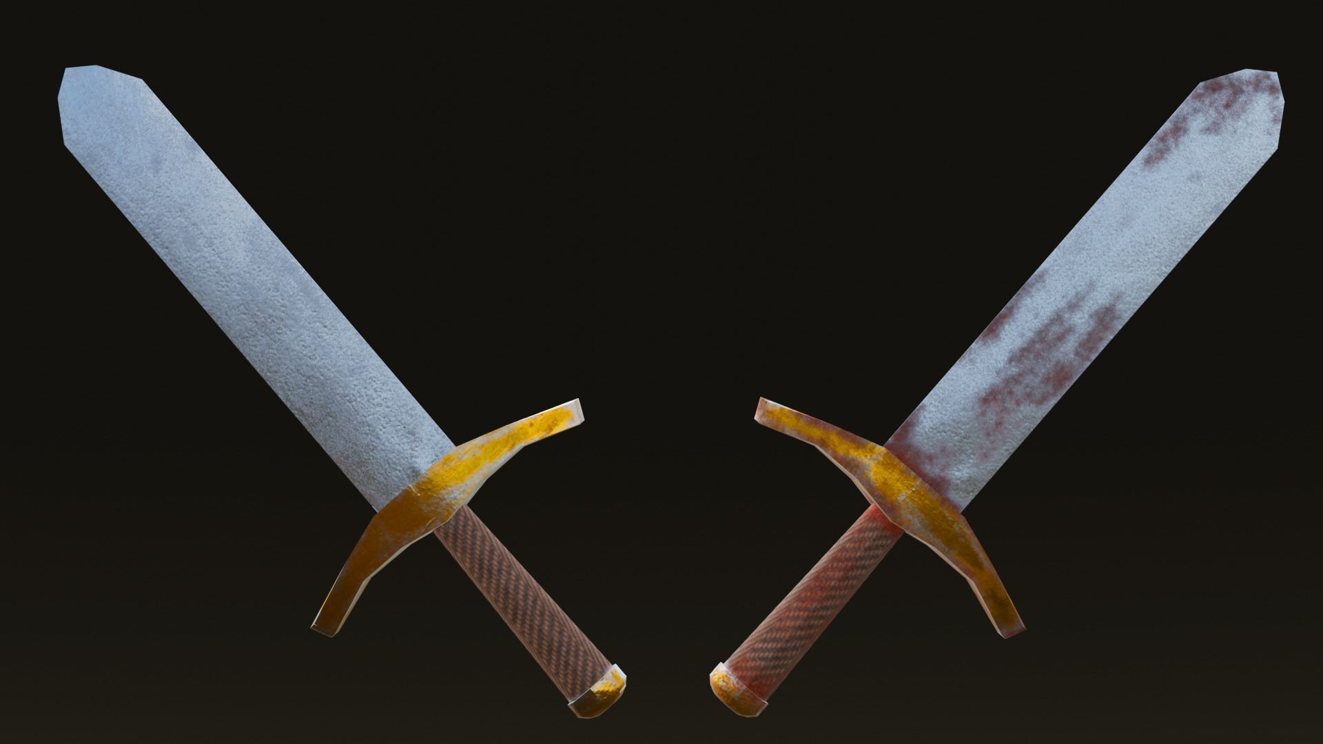 Low-poly Game-ready Sword with Rusty Texture Free low-poly 3D model_3