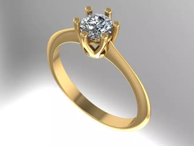 6 prong Engagement Ring 3D print model_0