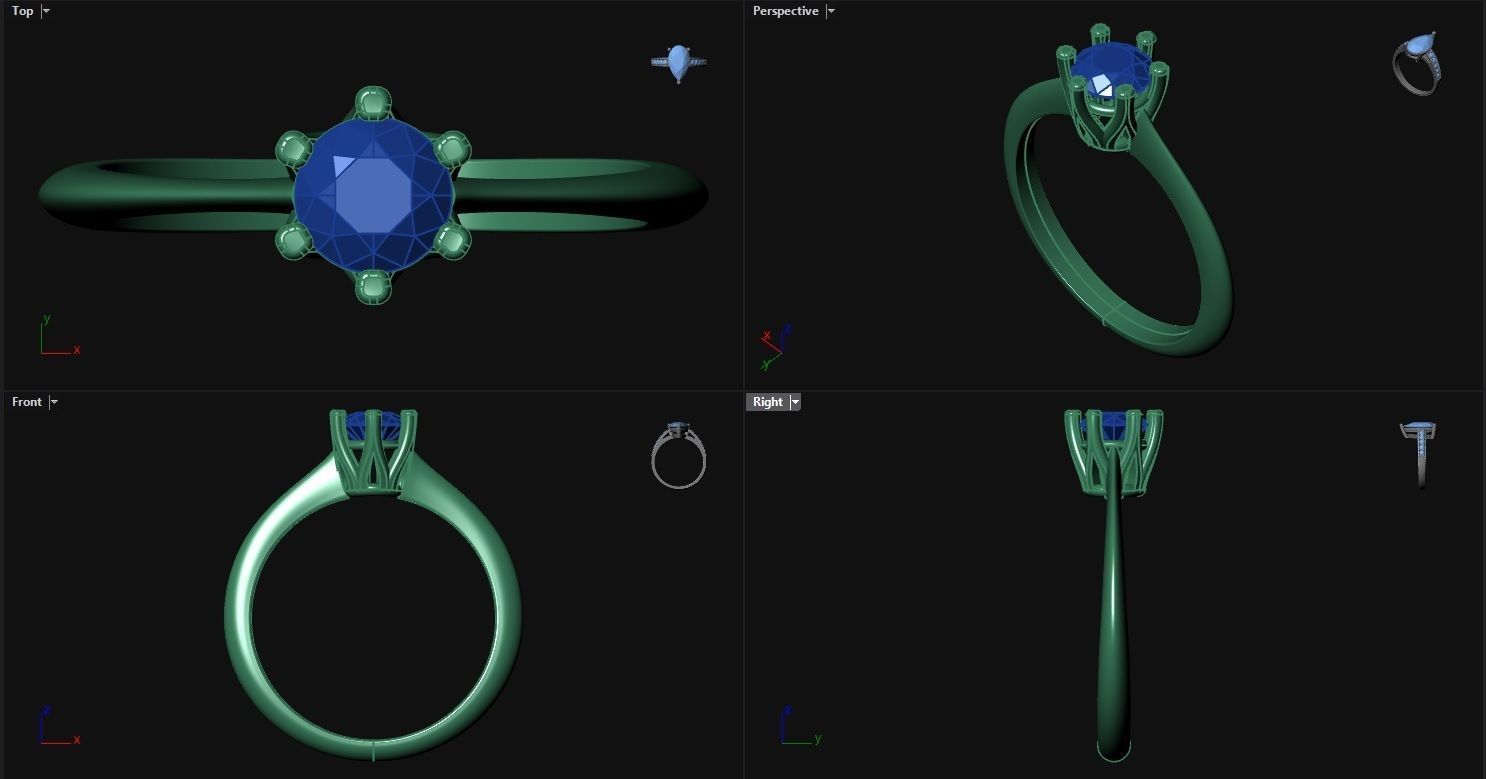 6 prong Engagement Ring 3D print model_1