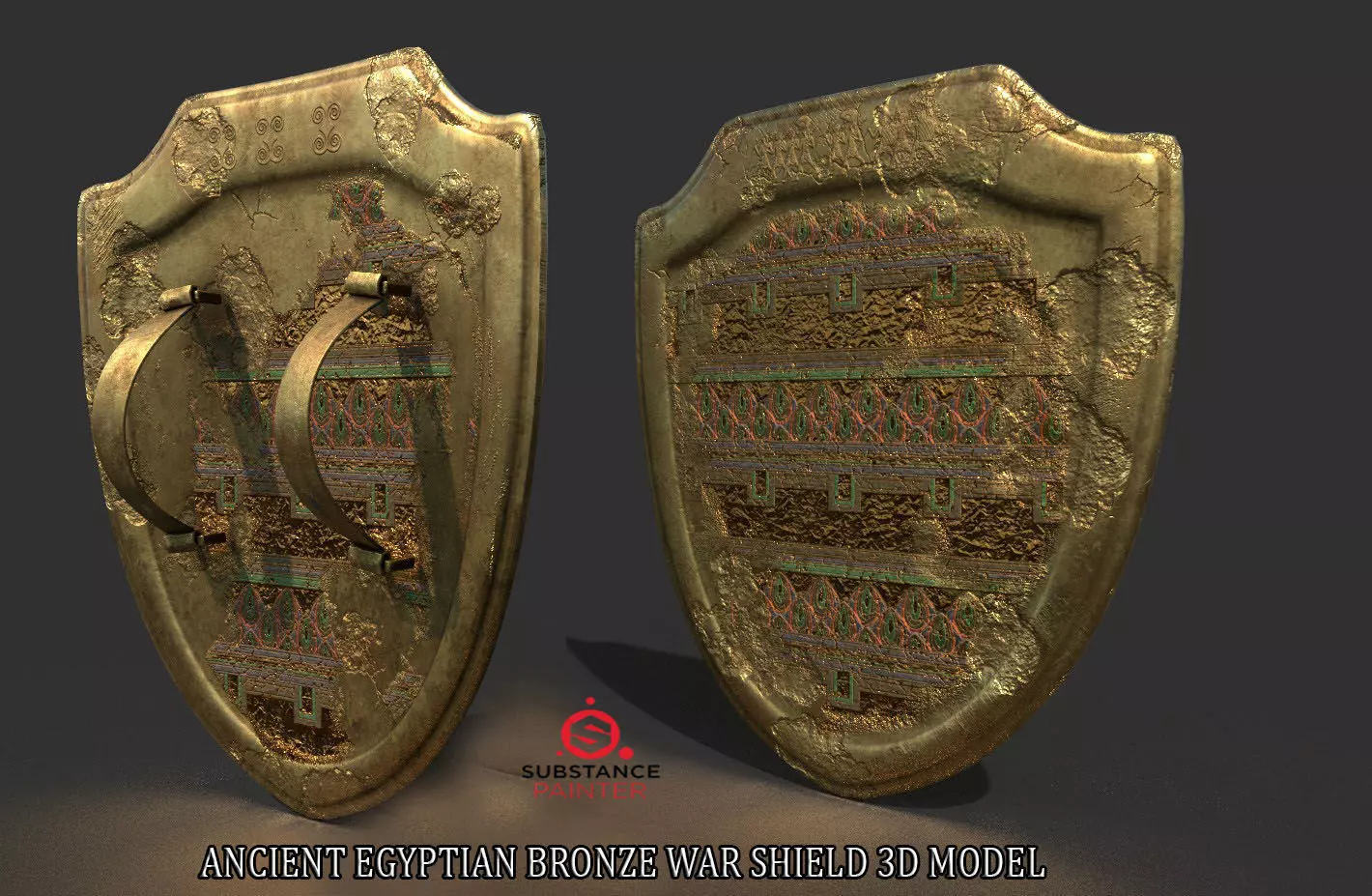 ANCIENT EGYPTIAN WAR SHIELD 3D MODEL Low-poly 3D model_0