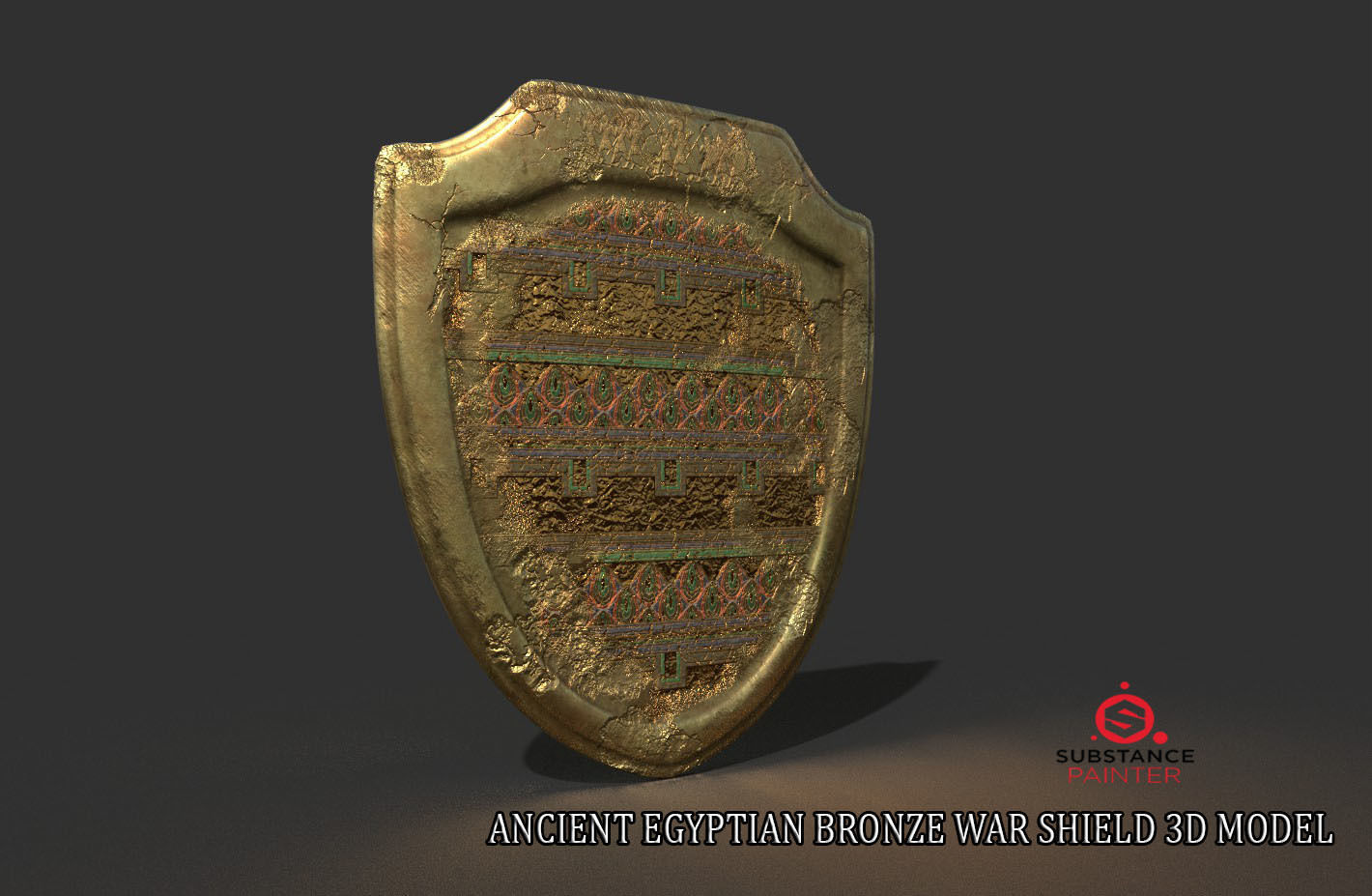 ANCIENT EGYPTIAN WAR SHIELD 3D MODEL Low-poly 3D model_2