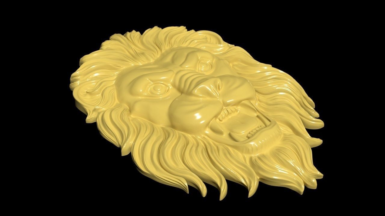 Lion head 3d Relief  3D print model_2