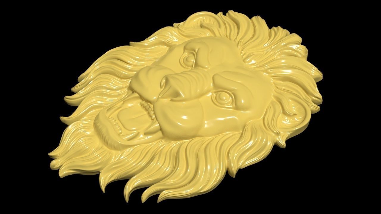Lion head 3d Relief  3D print model_1