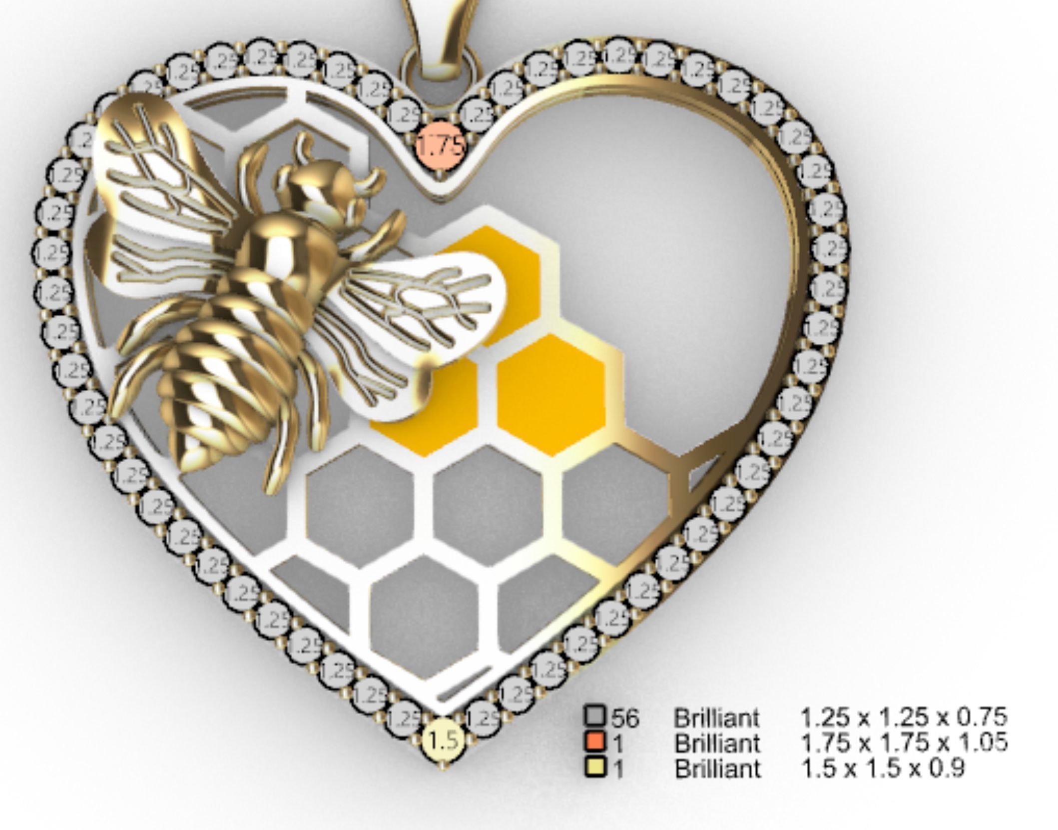 bee pendant 3D print model_4