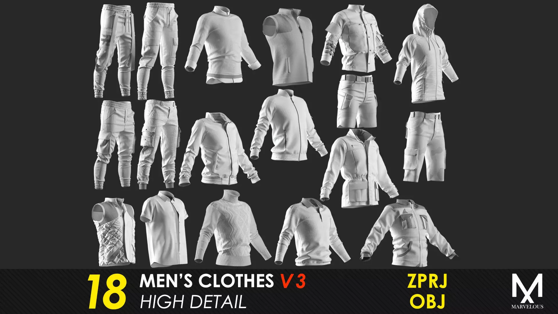 18 Mens Clothes - Vol 3 - Marvelous Designer 3D model_0