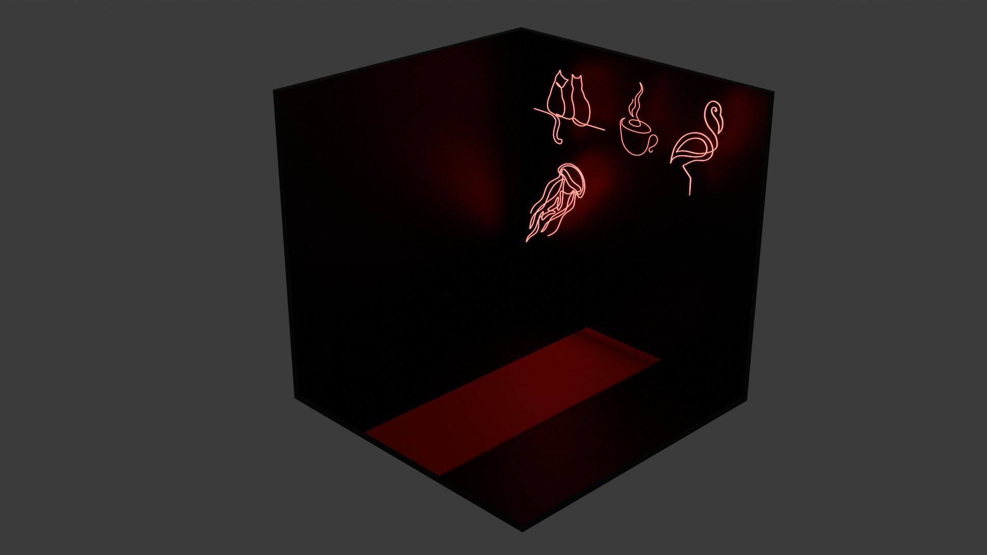 6pc Neon Asset Pack in Red Low-poly 3D model_4