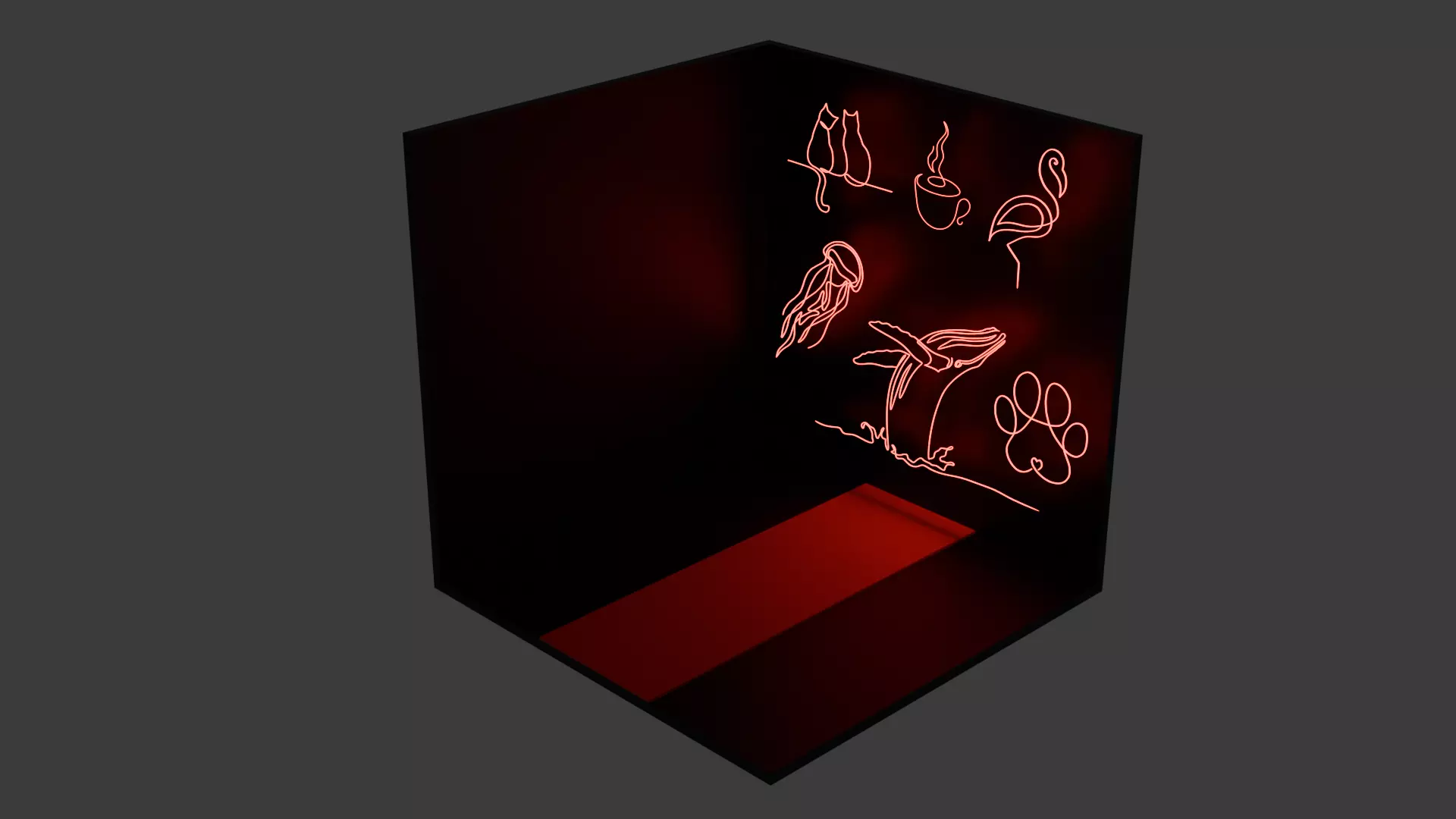 6pc Neon Asset Pack in Red Low-poly 3D model_0