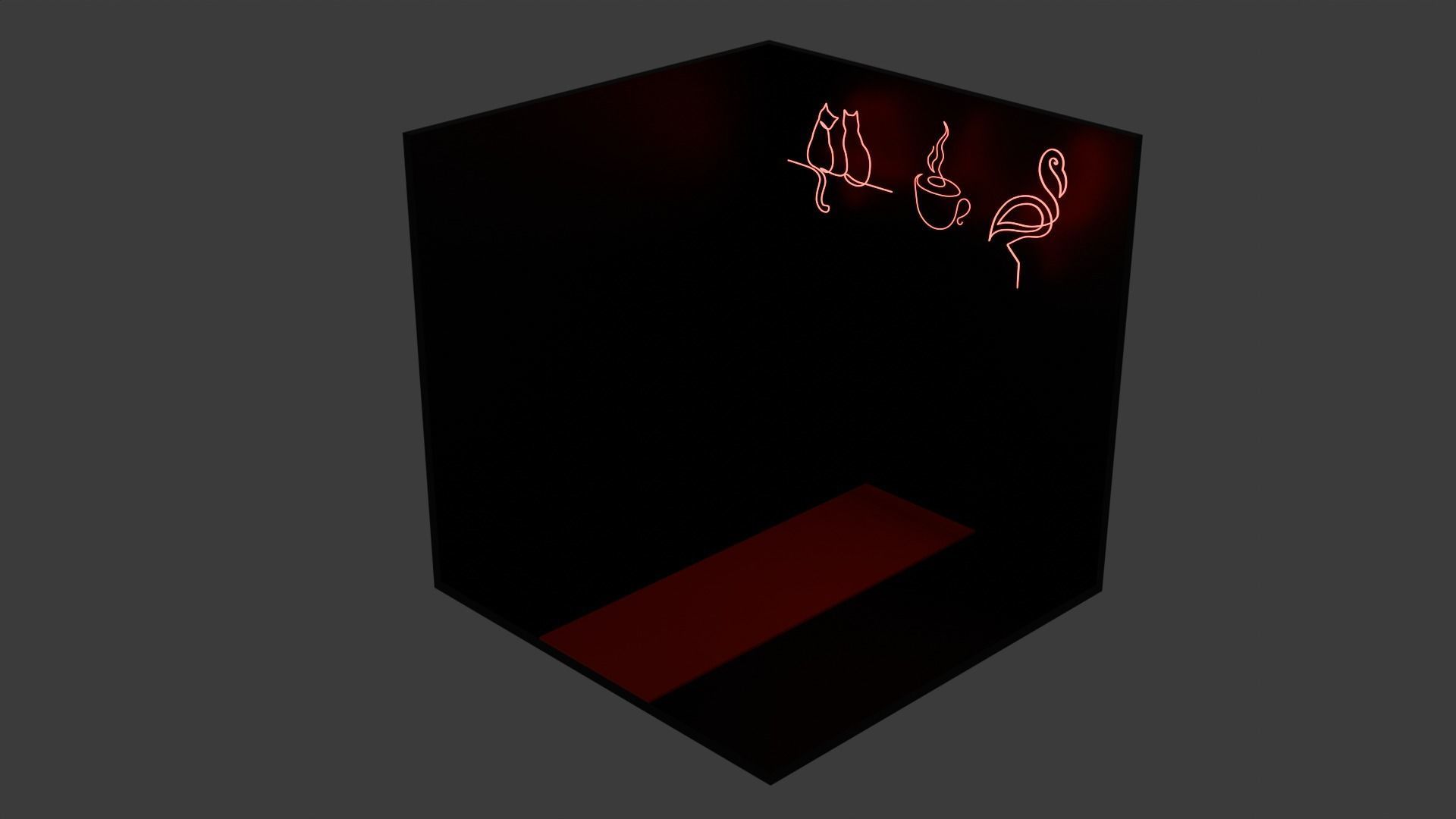 6pc Neon Asset Pack in Red Low-poly 3D model_3
