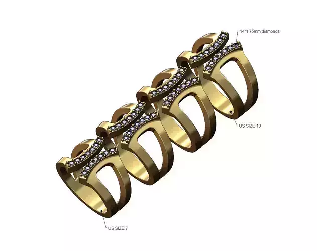 Open work diamond arcs open fashion ring US sizes 7to10