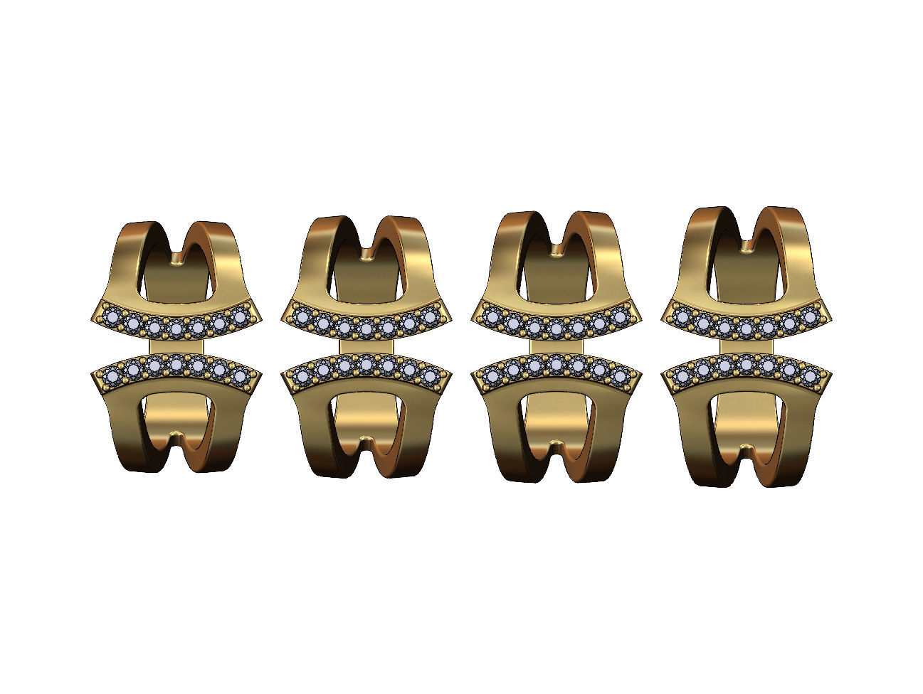 Open work diamond arcs open fashion ring US sizes 7to10 3D print model_1