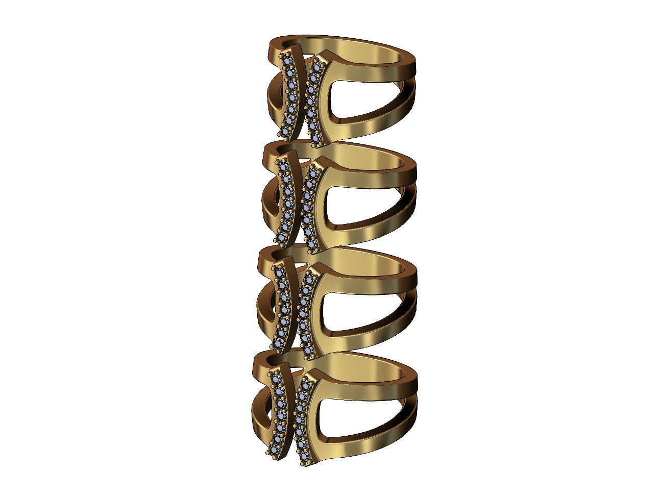 Open work diamond arcs open fashion ring US sizes 7to10 3D print model_4