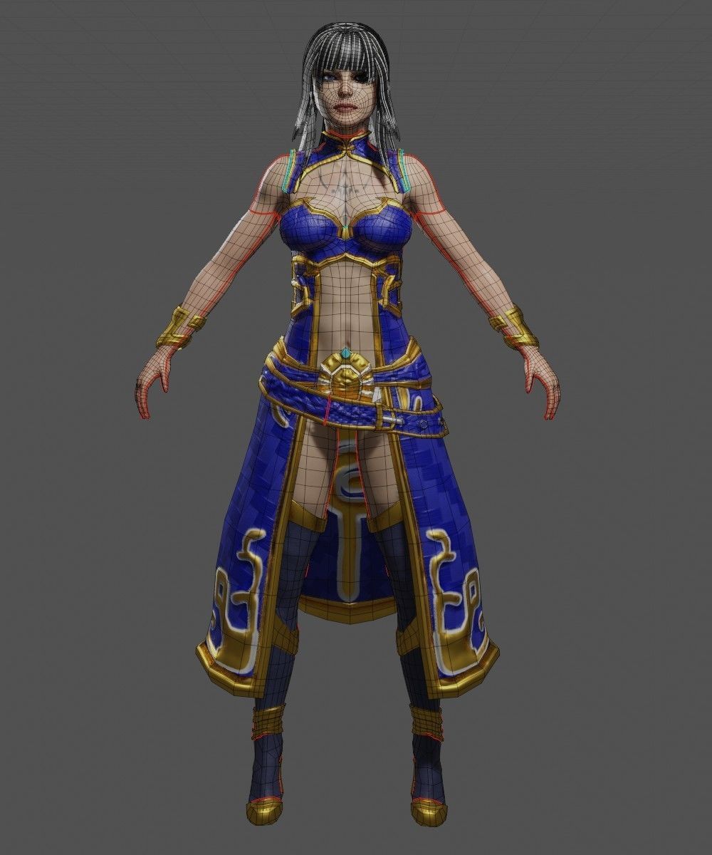 Female Mage Character Ready - Unity Low-poly 3D model_9