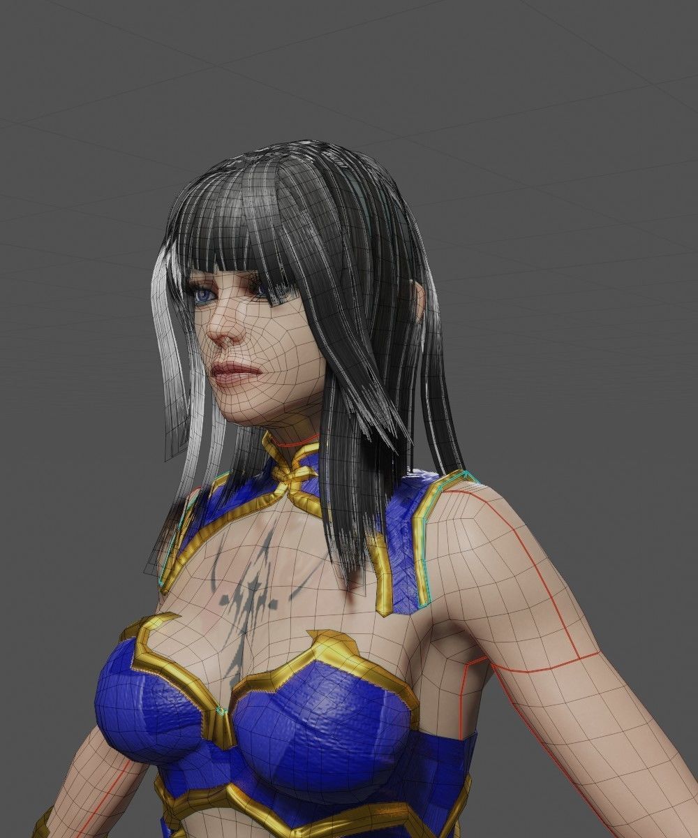 Female Mage Character Ready - Unity Low-poly 3D model_14