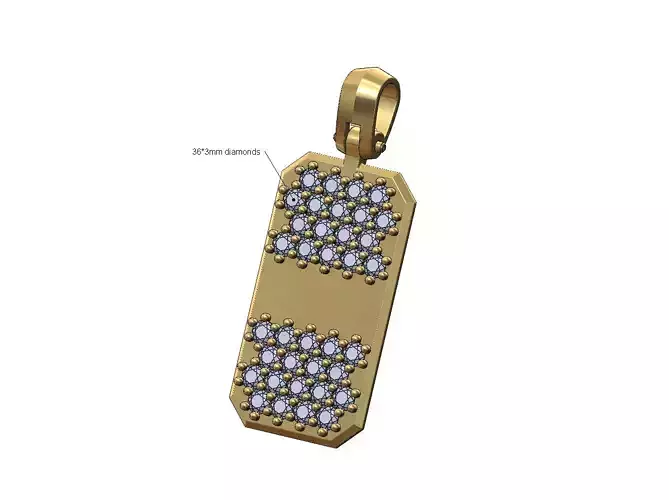 Engravable strip diamond rectangular dogtag pendant