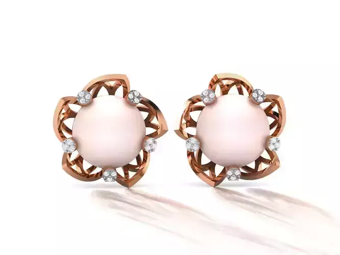 Pearl High Jewelry Diamond Earrings 3dm renders details