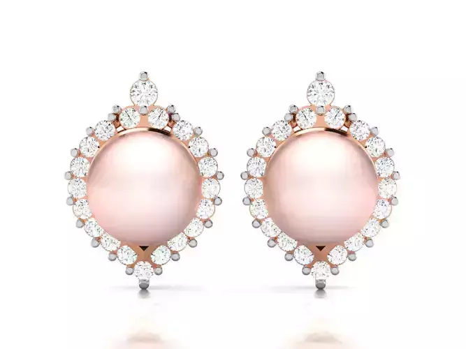 Pearl High Jewelry Diamond Earrings 3dm renders details