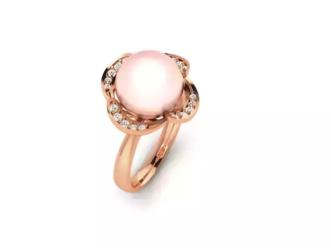 Women Pearl Ring 3dm render details