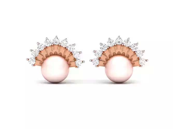Pearl High Jewelry Diamond Earrings 3dm renders details 3D print model