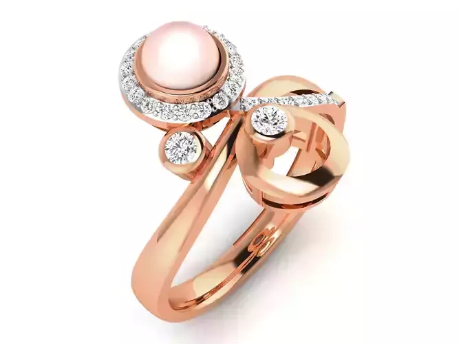 Women Pearl Ring 3dm render details