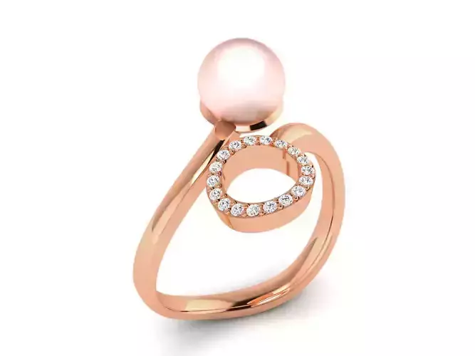 Women Pearl Ring 3dm render details