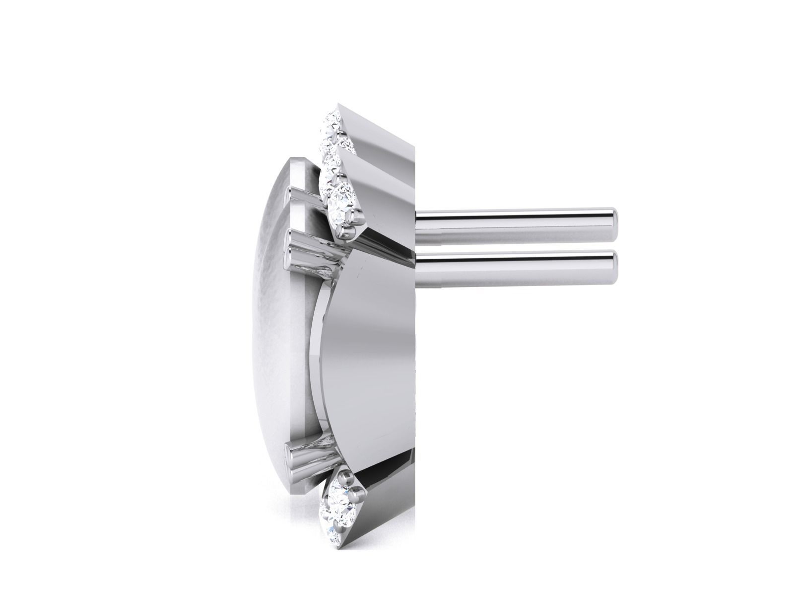 Pearl High Jewelry Diamond Earrings 3dm renders details 3D print model_17