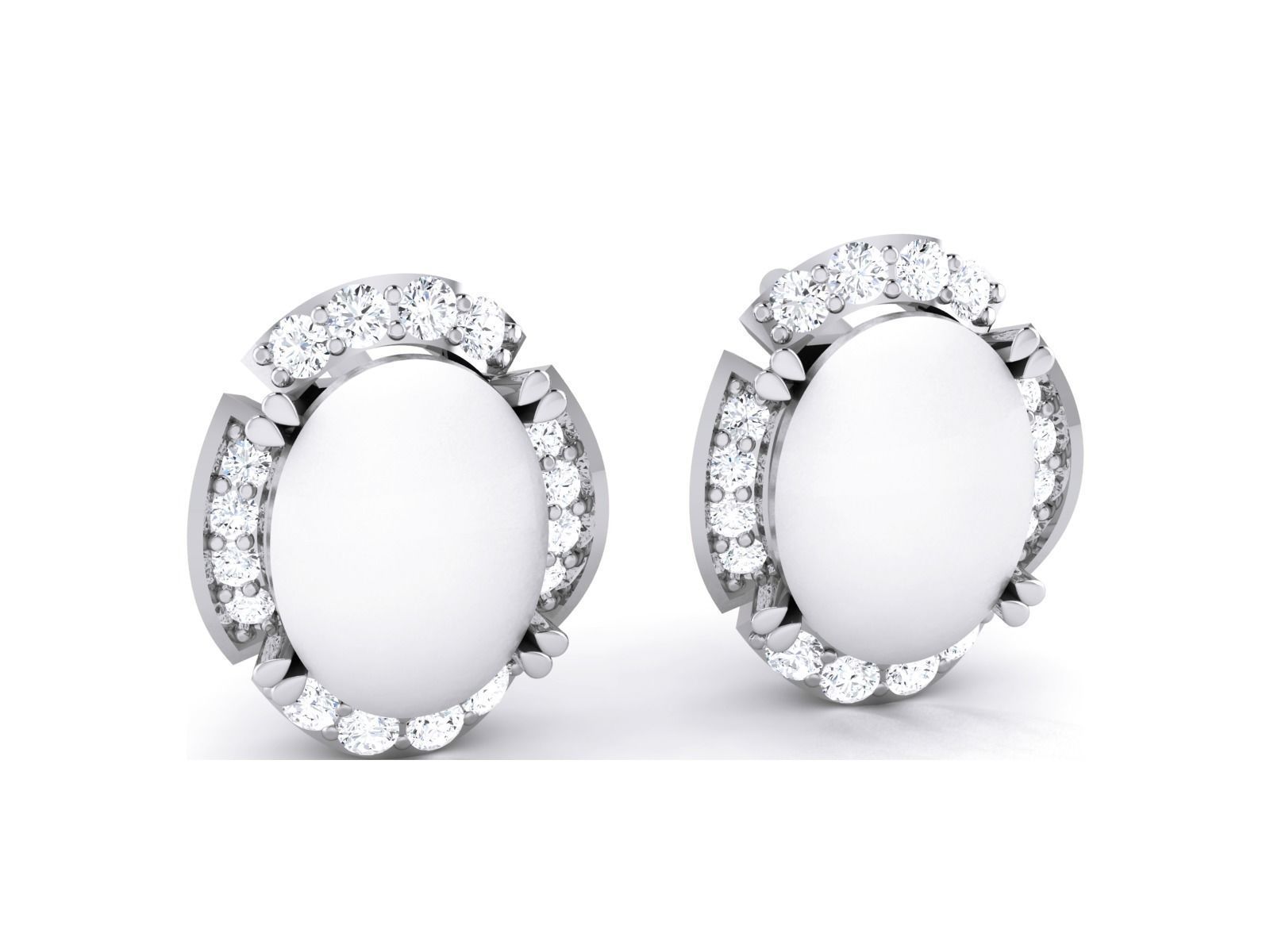 Pearl High Jewelry Diamond Earrings 3dm renders details 3D print model_6