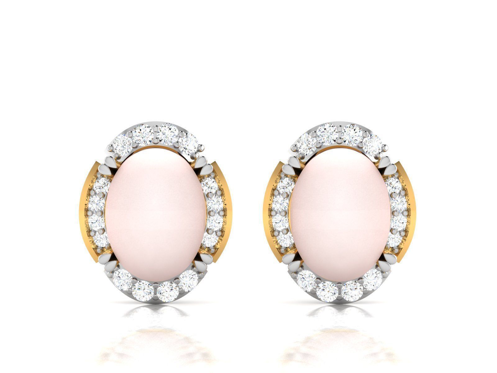 Pearl High Jewelry Diamond Earrings 3dm renders details 3D print model_8