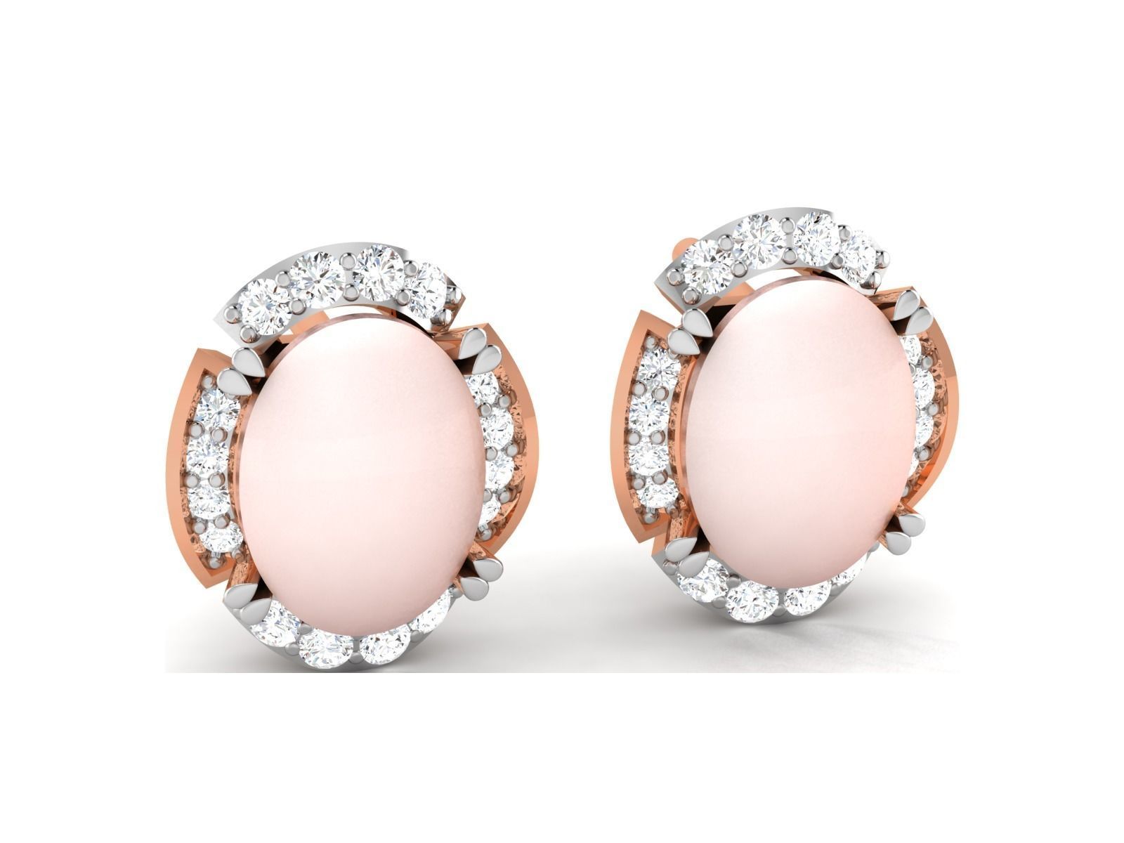 Pearl High Jewelry Diamond Earrings 3dm renders details 3D print model_7