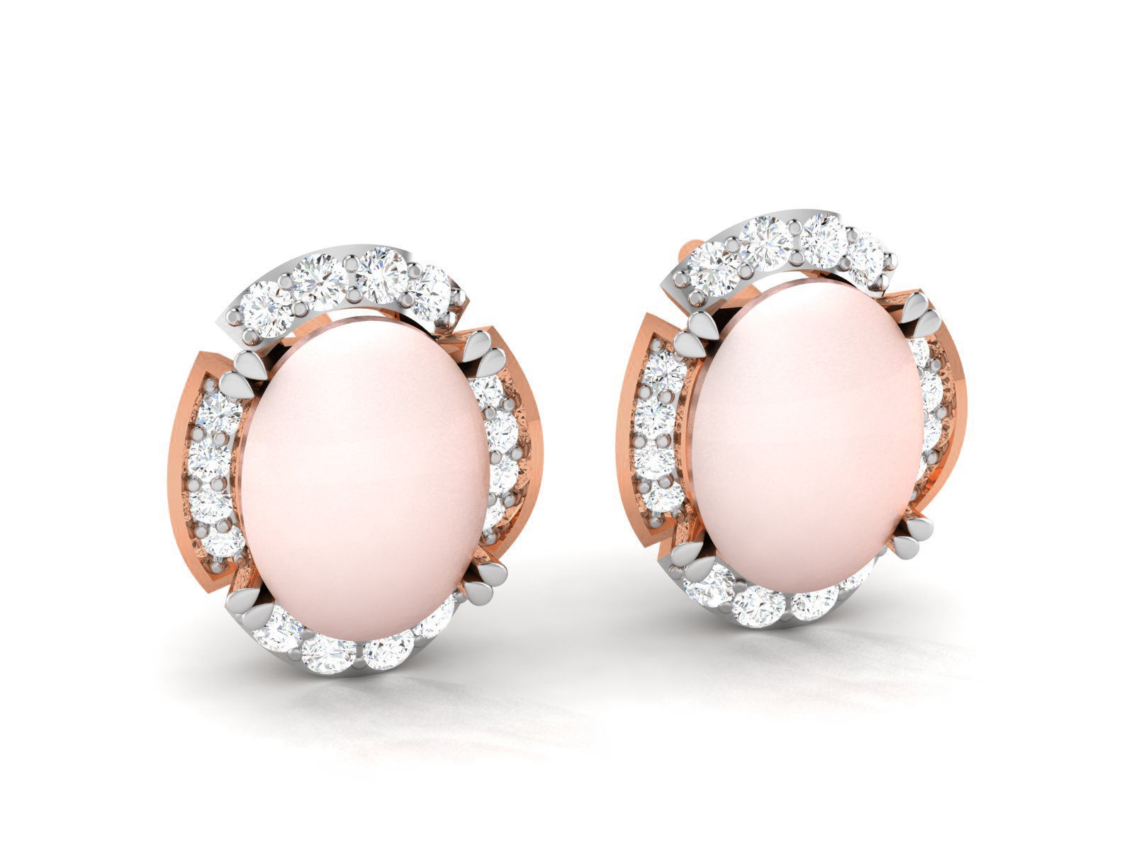 Pearl High Jewelry Diamond Earrings 3dm renders details 3D print model_4