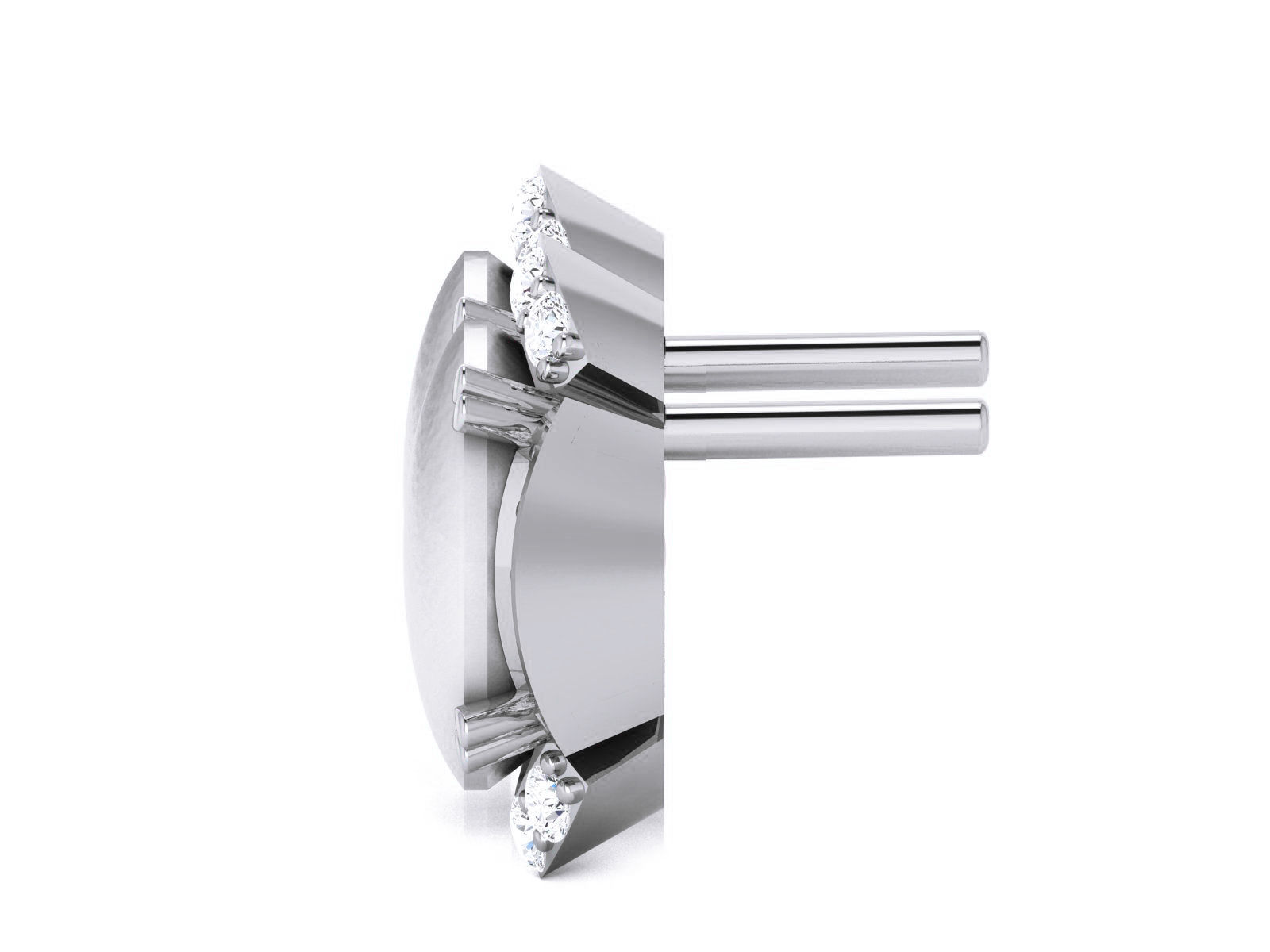 Pearl High Jewelry Diamond Earrings 3dm renders details 3D print model_15