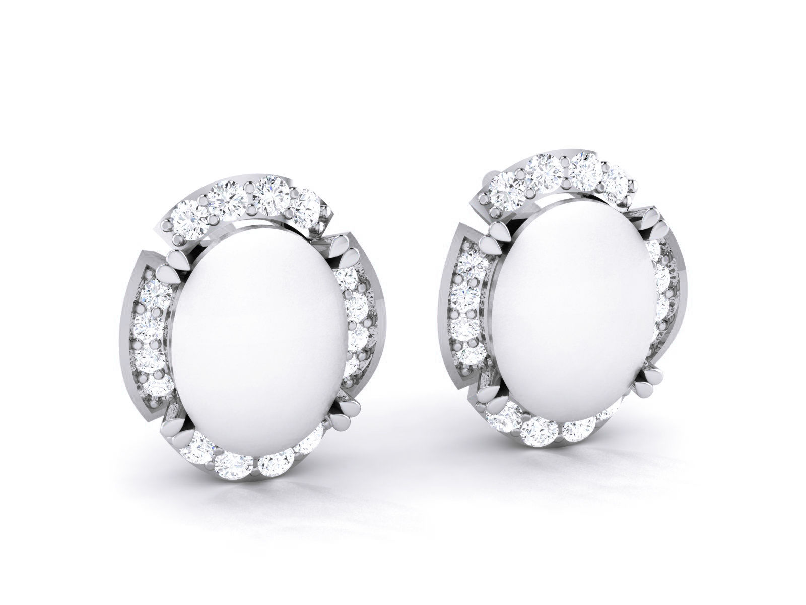 Pearl High Jewelry Diamond Earrings 3dm renders details 3D print model_2