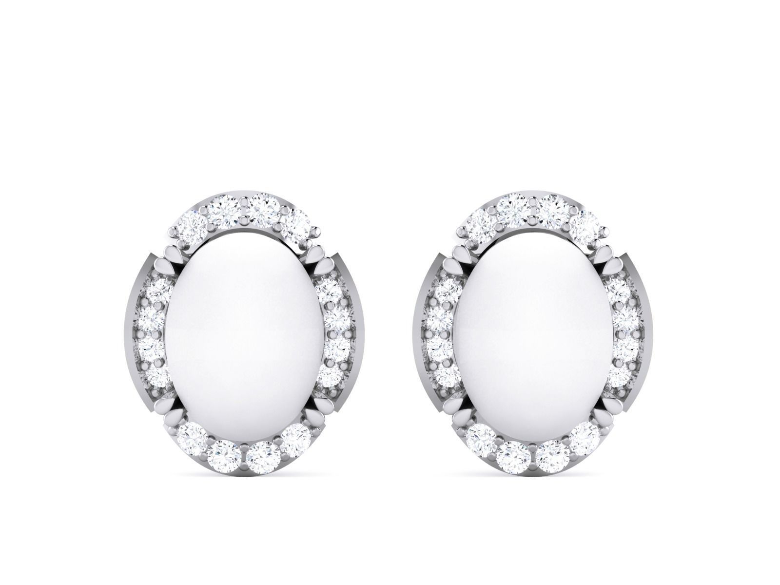 Pearl High Jewelry Diamond Earrings 3dm renders details 3D print model_11