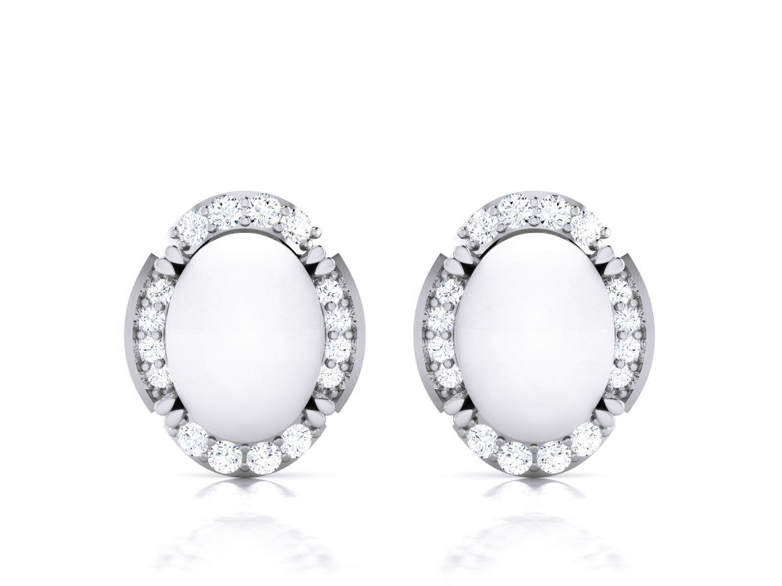 Pearl High Jewelry Diamond Earrings 3dm renders details 3D print model_9