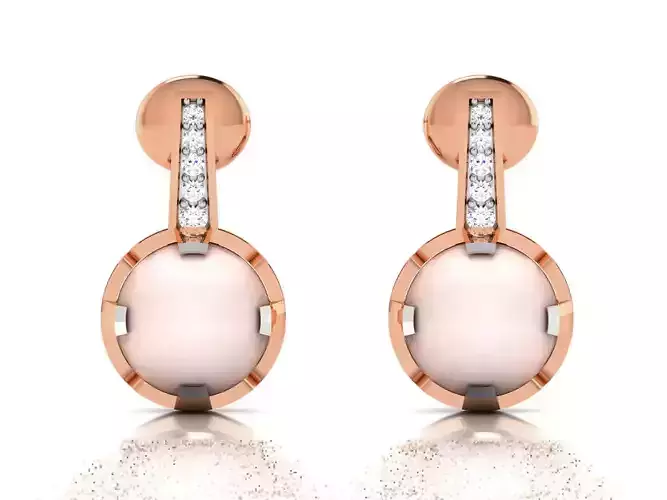 Pearl High Jewelry Diamond Earrings 3dm renders details 3D print model