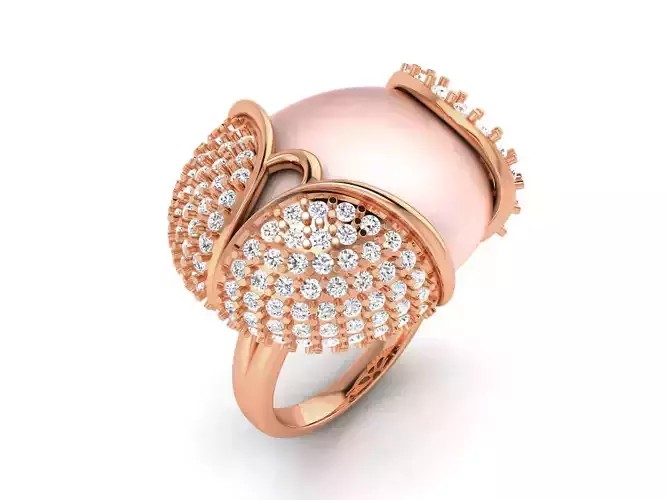 Women Pearl Ring 3dm render details