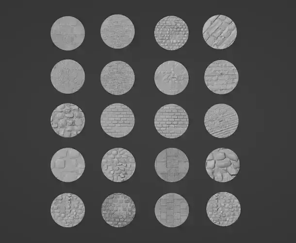 20 Miniature stone bases war hammer 3D print model