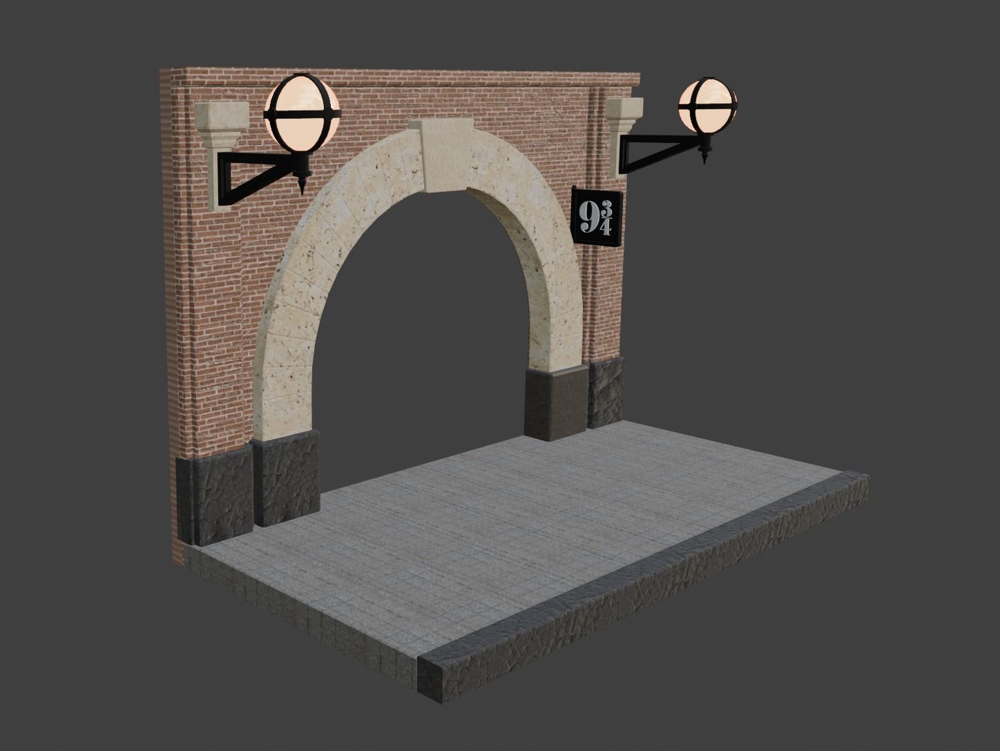 Platform 9 3-4 display 3D print model_1