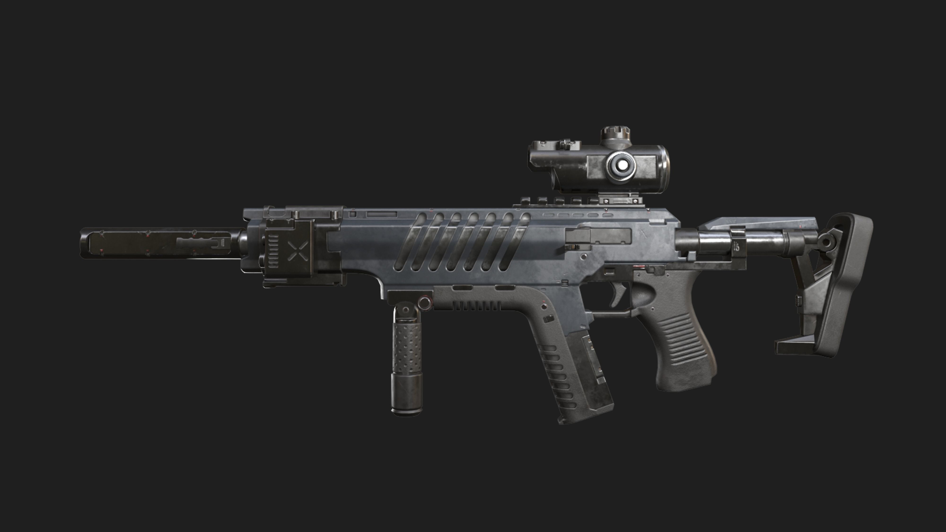 Mech Nuggets Gun Low-poly 3D model_2