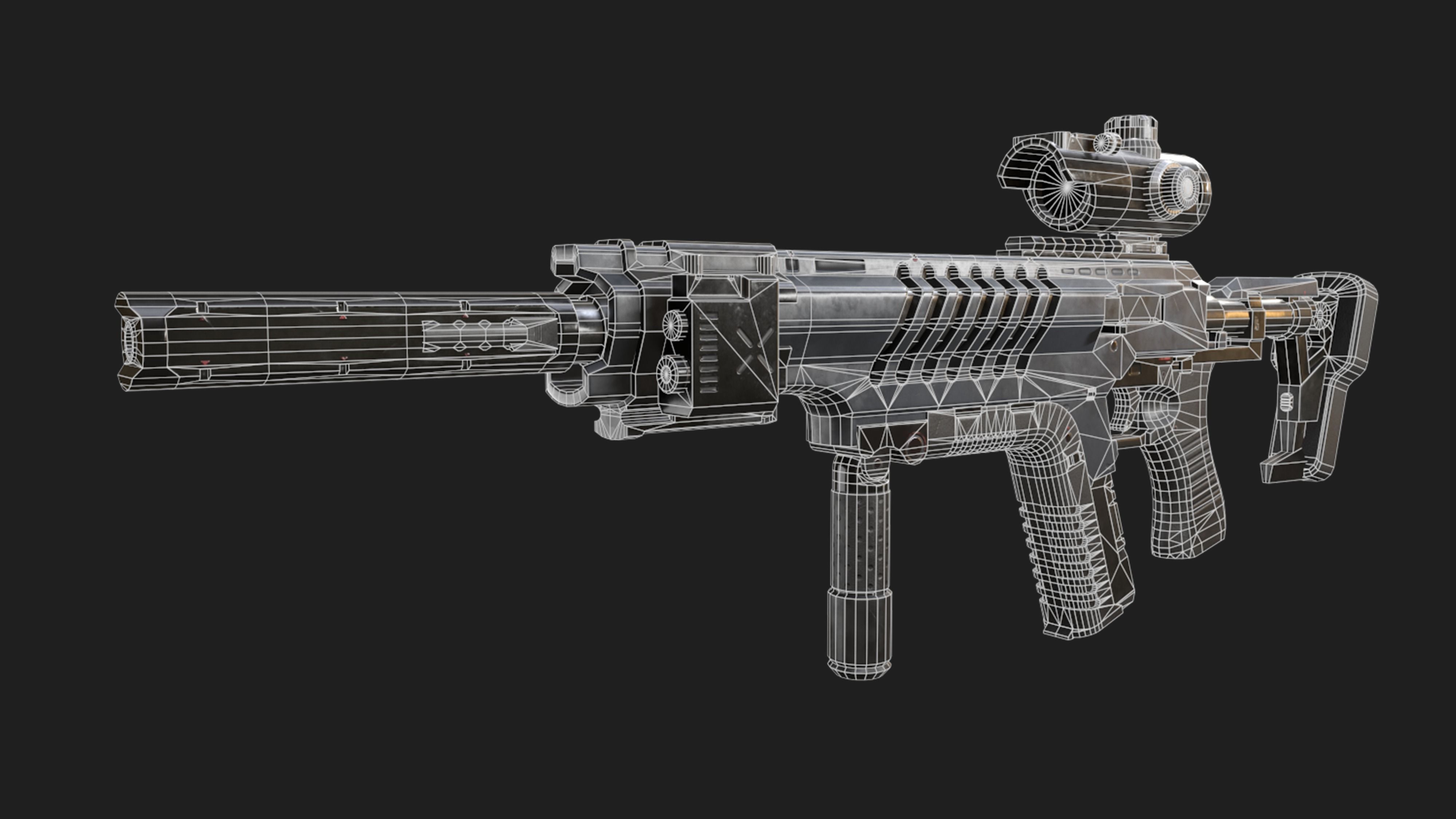 Mech Nuggets Gun Low-poly 3D model_6