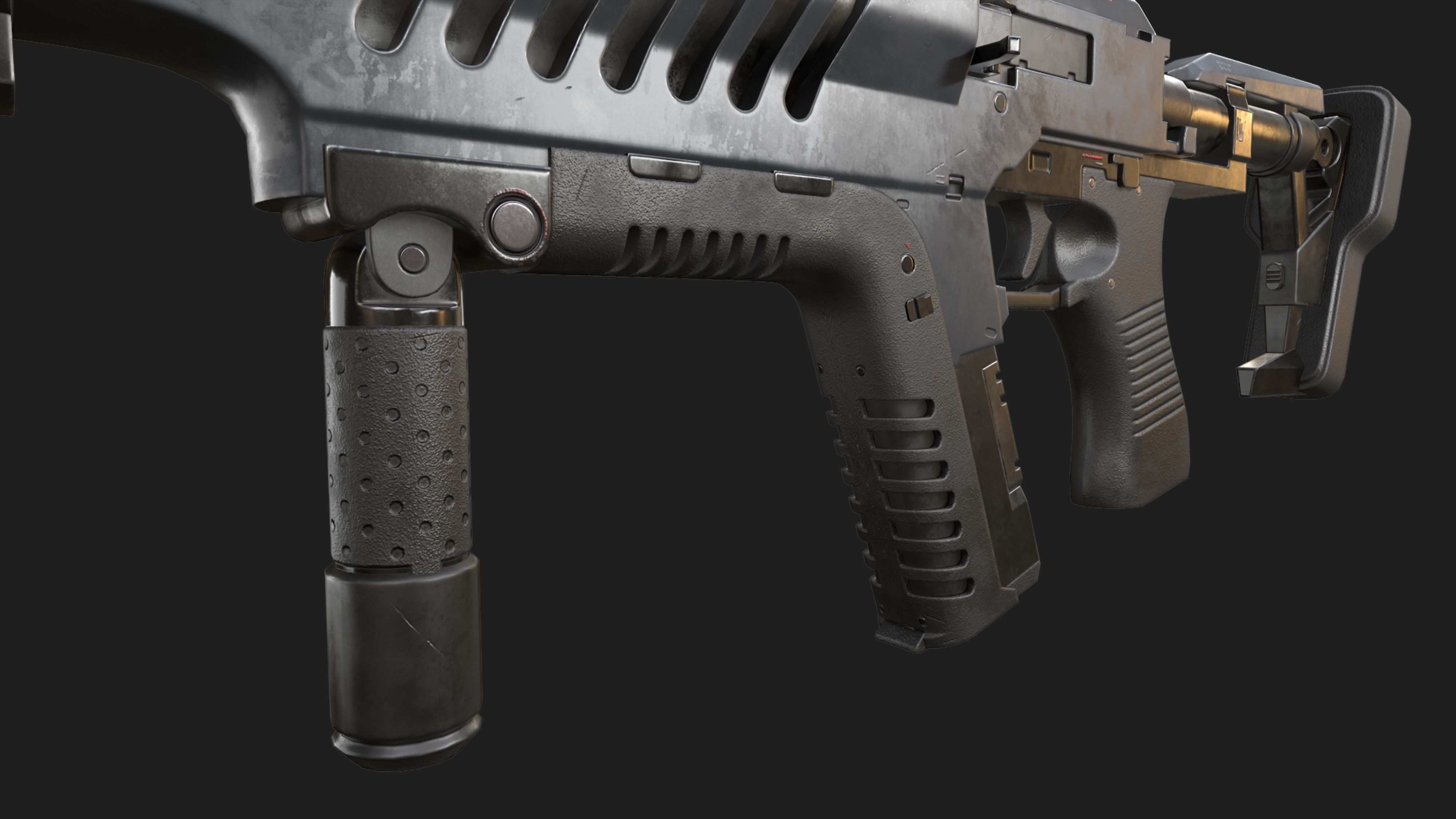 Mech Nuggets Gun Low-poly 3D model_5