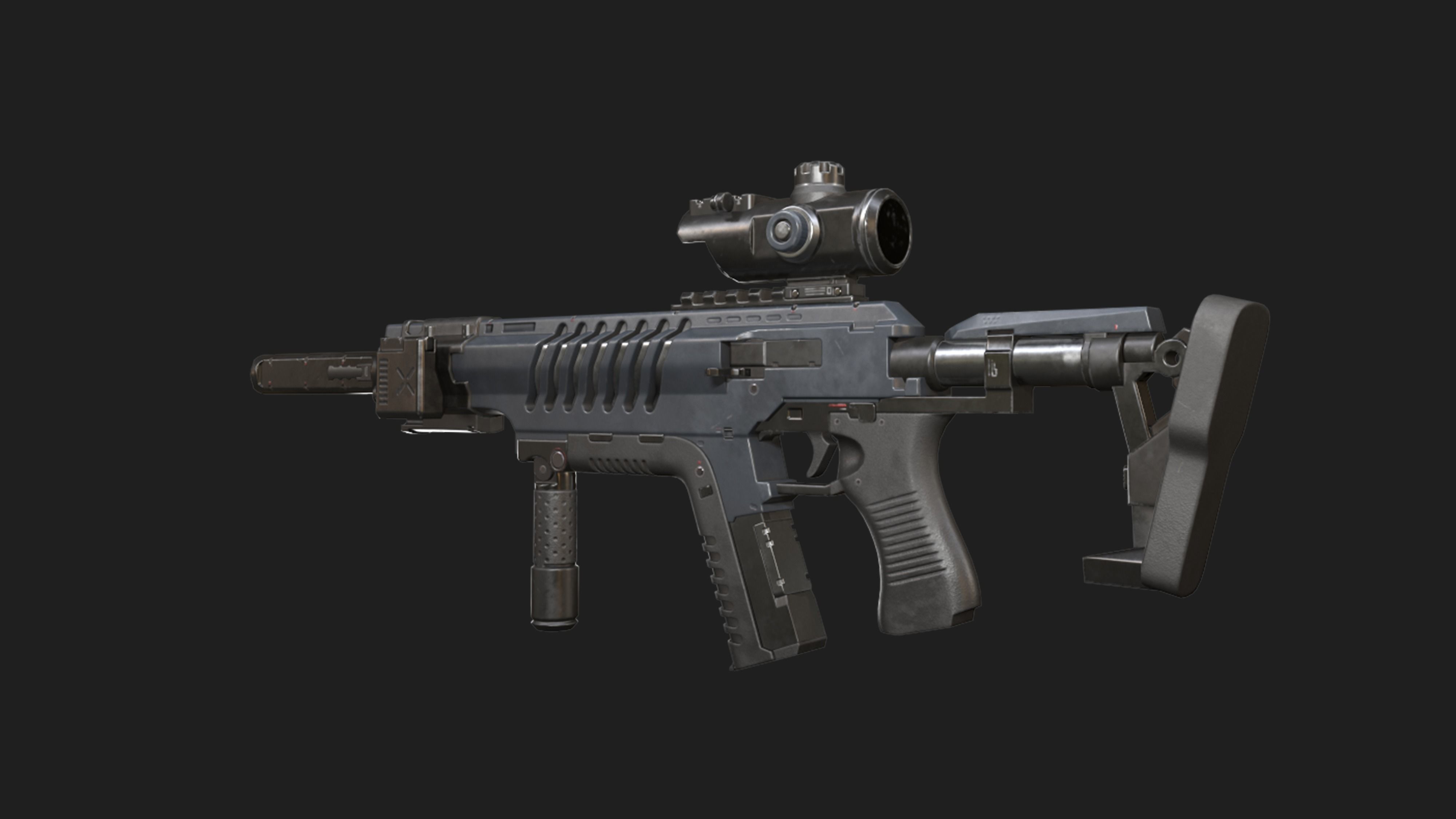 Mech Nuggets Gun Low-poly 3D model_1