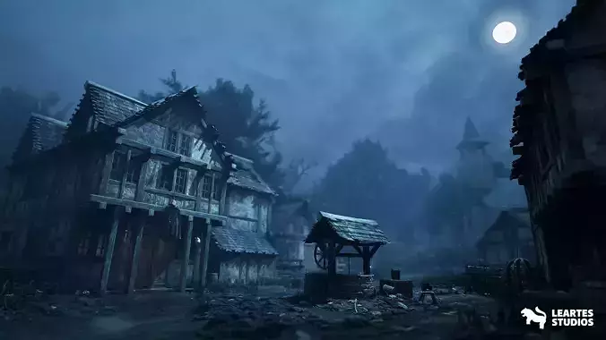 Demonic Village Environment Low-poly 3D model