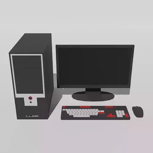 Basic Computer Set Low-poly 3D model