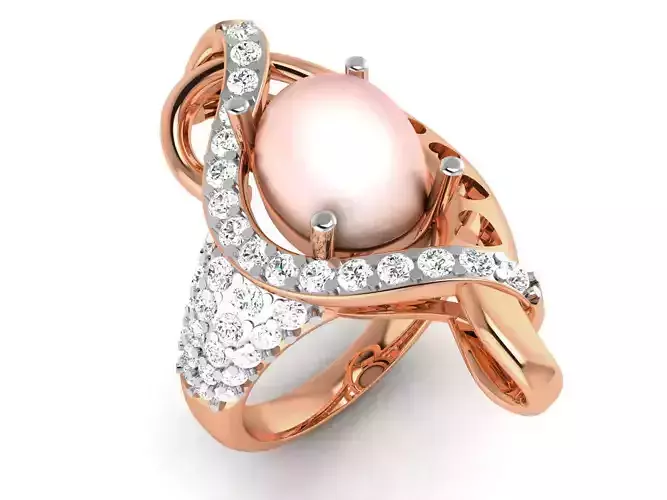 Women Pearl Ring 3dm render details