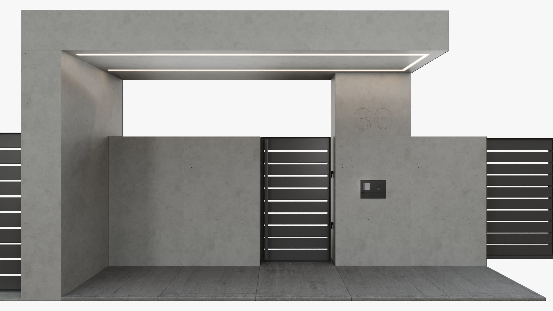 Minimalist fence entrance 3D model_1